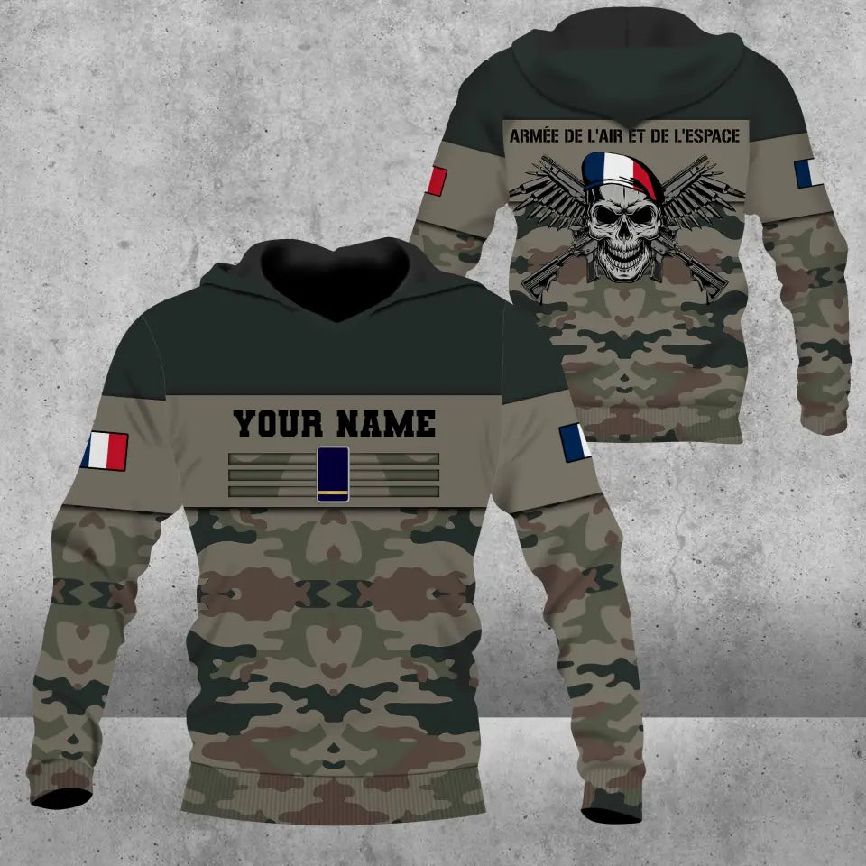 Personalisierte Bomberjacke mit Camouflage-Muster für französische Soldaten/Veteranen mit Namen und Rang, bedruckt -111223001