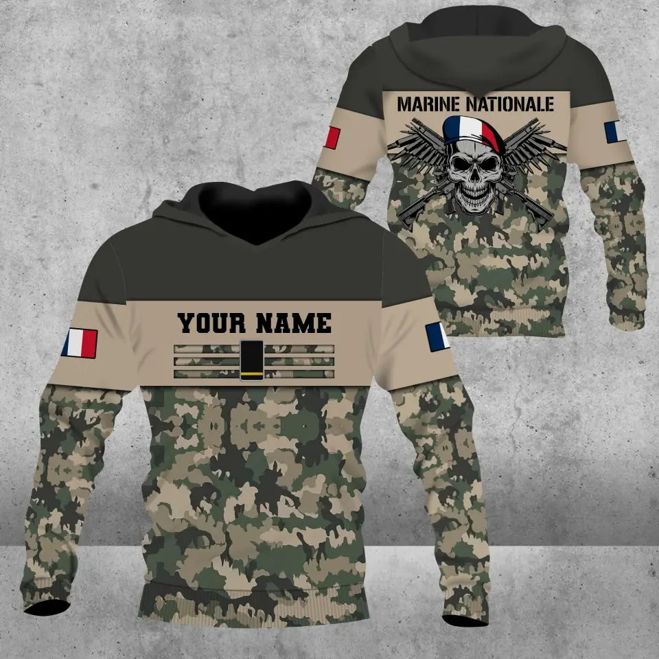 Personalisierte Bomberjacke mit Camouflage-Muster für französische Soldaten/Veteranen mit Namen und Rang, bedruckt -111223001