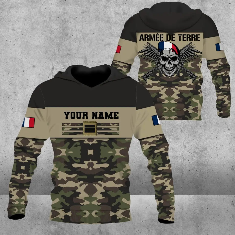 Personalisierte Bomberjacke mit Camouflage-Muster für französische Soldaten/Veteranen mit Namen und Rang, bedruckt -111223001