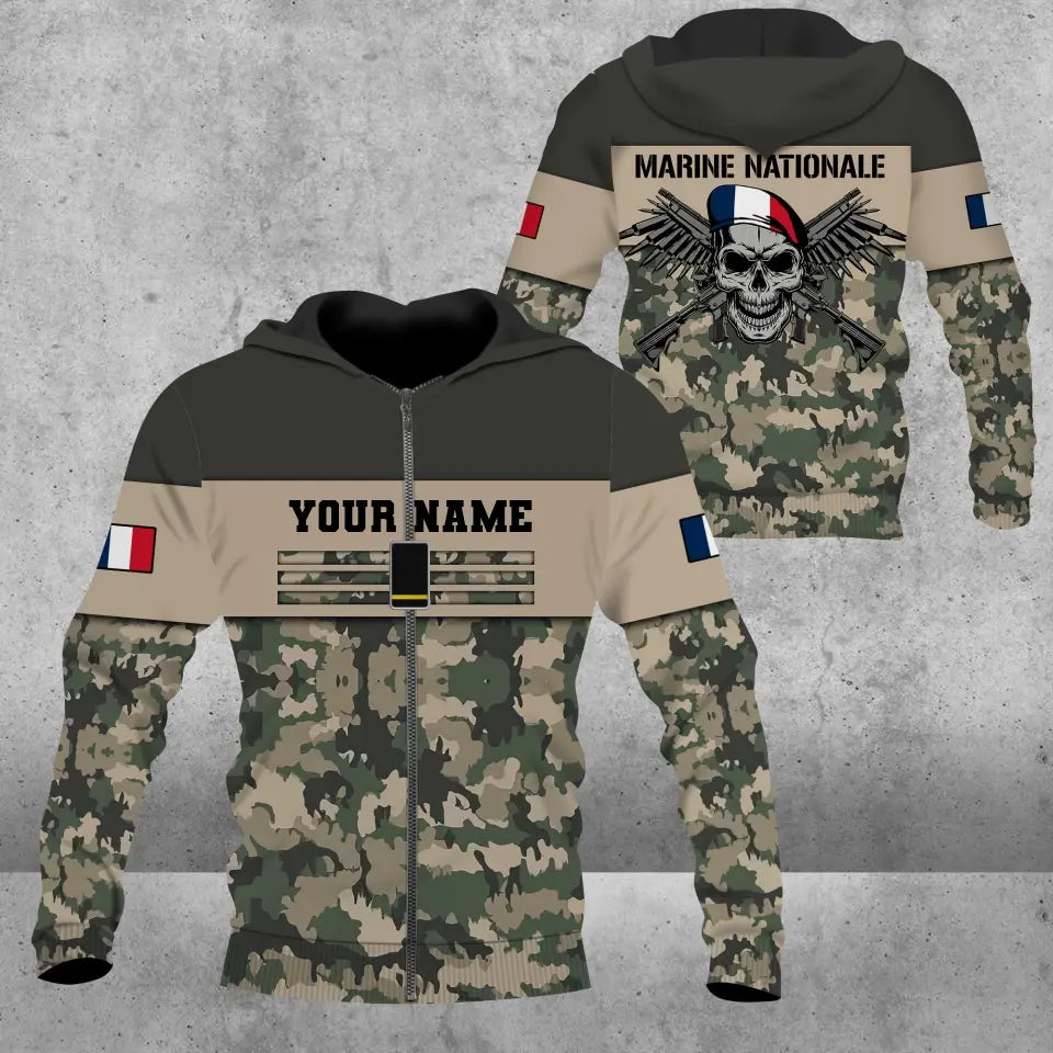 Personalisierte Bomberjacke mit Camouflage-Muster für französische Soldaten/Veteranen mit Namen und Rang, bedruckt -111223001