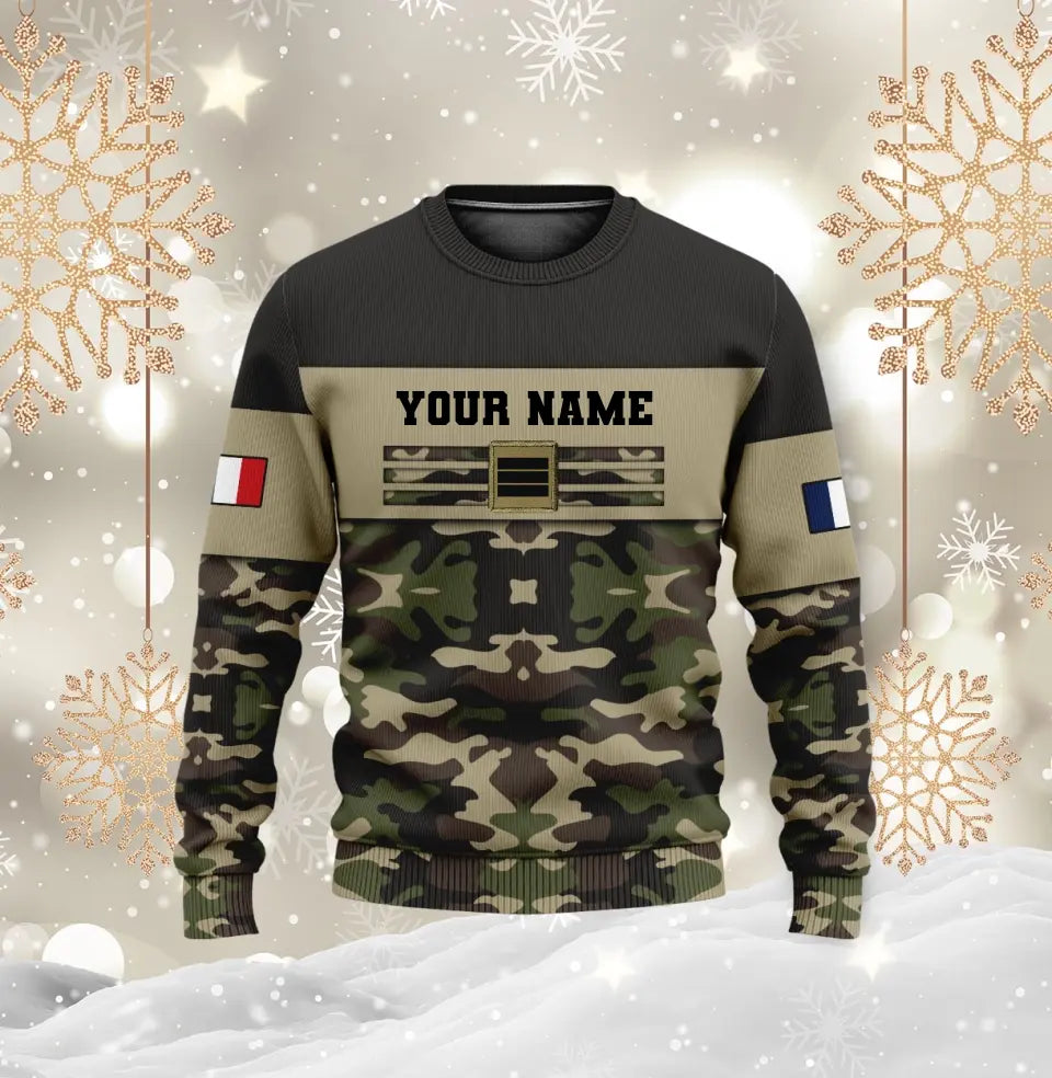 Personalized France Soldier/ Veteran Camo With Name And Rank Bomber Jacket Printed -111223001