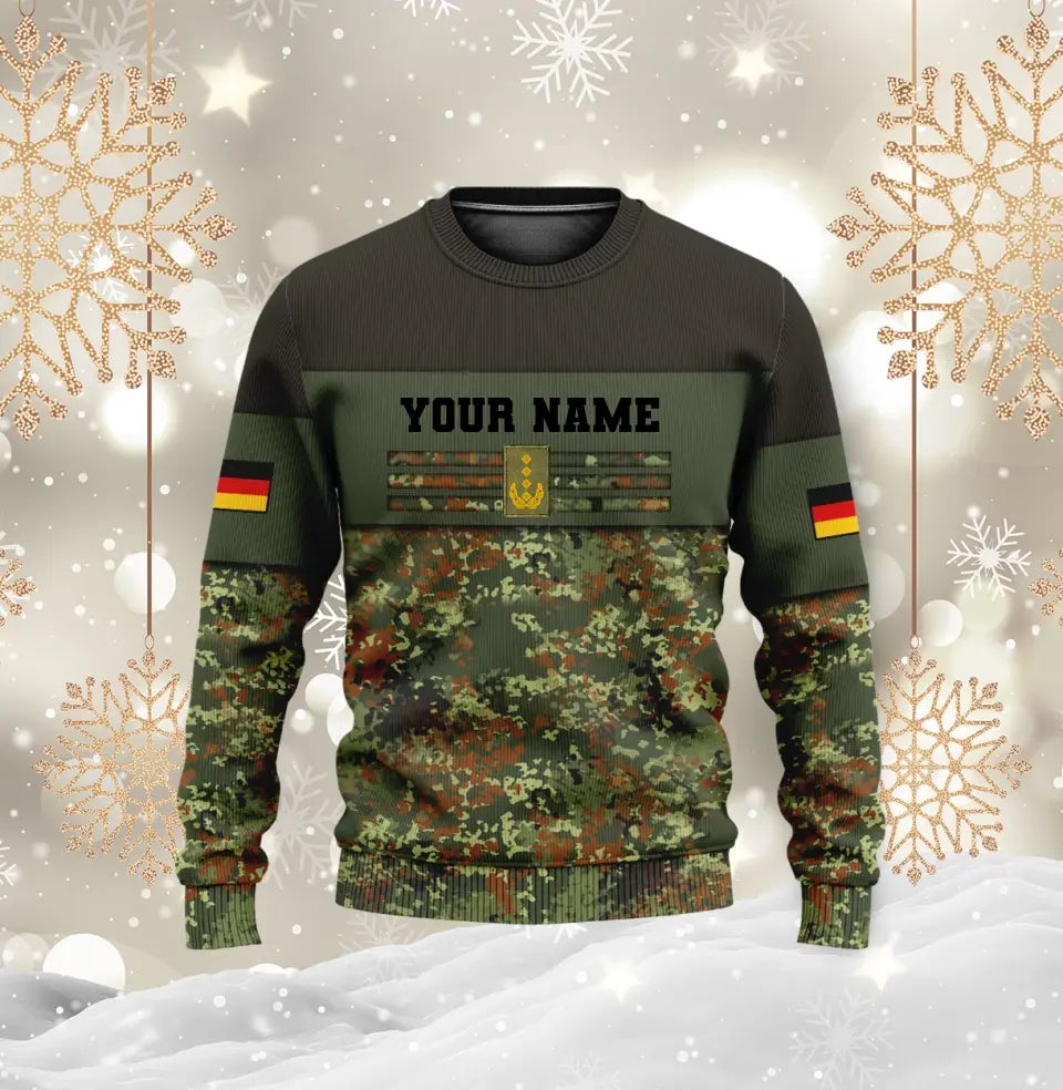 T-shirt personnalisé avec camouflage soldat/vétéran allemand avec nom et grade imprimé en 3D - 0502240001