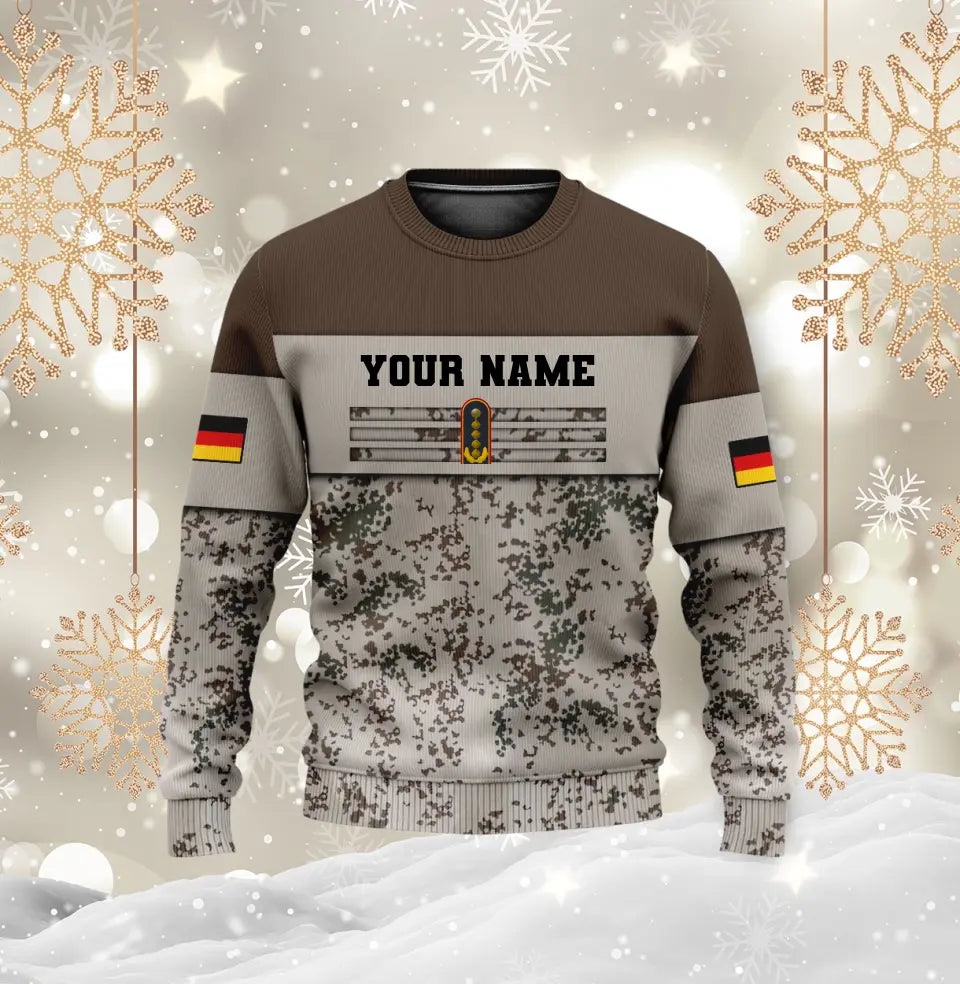 Personalisiertes T-Shirt mit Camouflage-Muster für deutsche Soldaten/Veteranen mit Namen und Rang, 3D-Druck – 0502240001