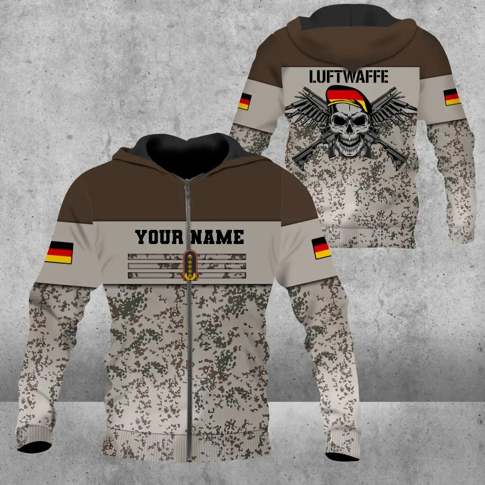 T-shirt personnalisé avec camouflage soldat/vétéran allemand avec nom et grade imprimé en 3D - 0502240001