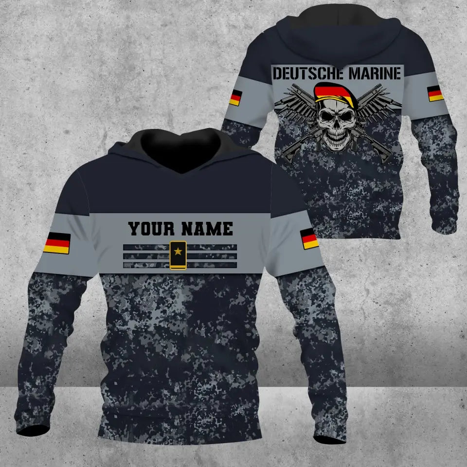 T-shirt personnalisé avec camouflage soldat/vétéran allemand avec nom et grade imprimé en 3D - 0502240001