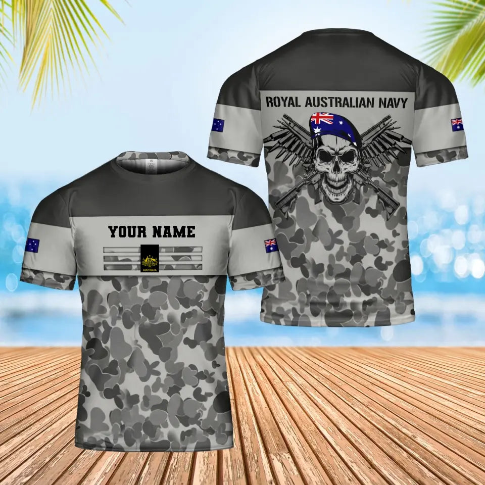 T-shirt personnalisé avec camouflage soldat/vétéran australien avec nom et grade imprimé en 3D - 0102240002