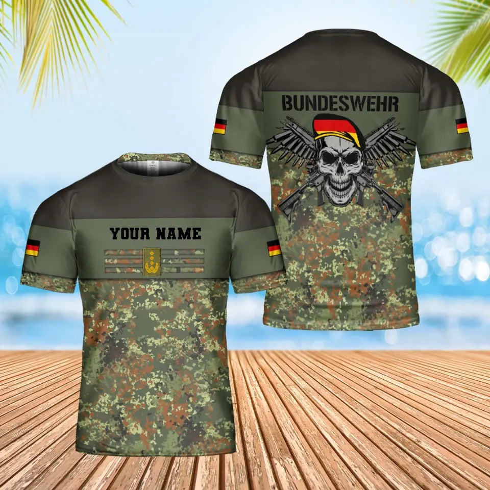 Personalisiertes T-Shirt mit Camouflage-Muster für deutsche Soldaten/Veteranen mit Namen und Rang, 3D-Druck – 0502240001