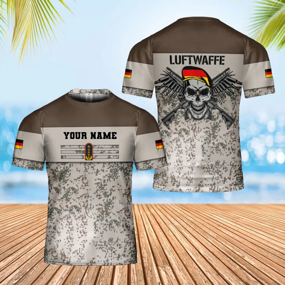 T-shirt personnalisé avec camouflage soldat/vétéran allemand avec nom et grade imprimé en 3D - 0502240001