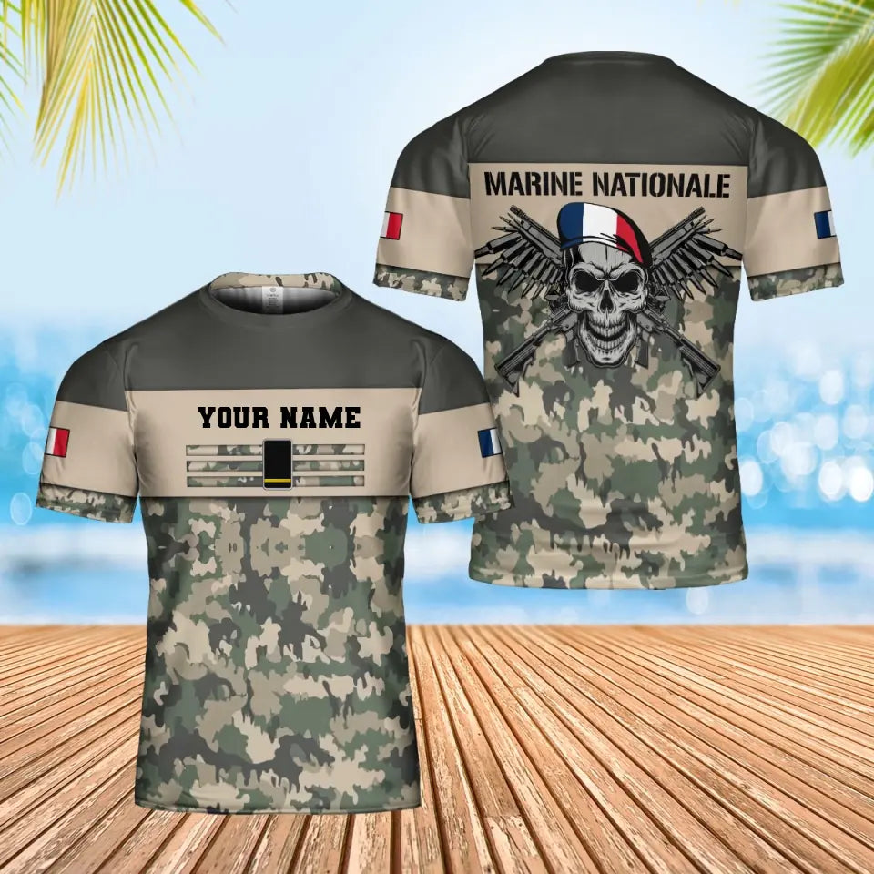 Personalized France Soldier/ Veteran Camo With Name And Rank T-shirt 3D Printed - 0102240001