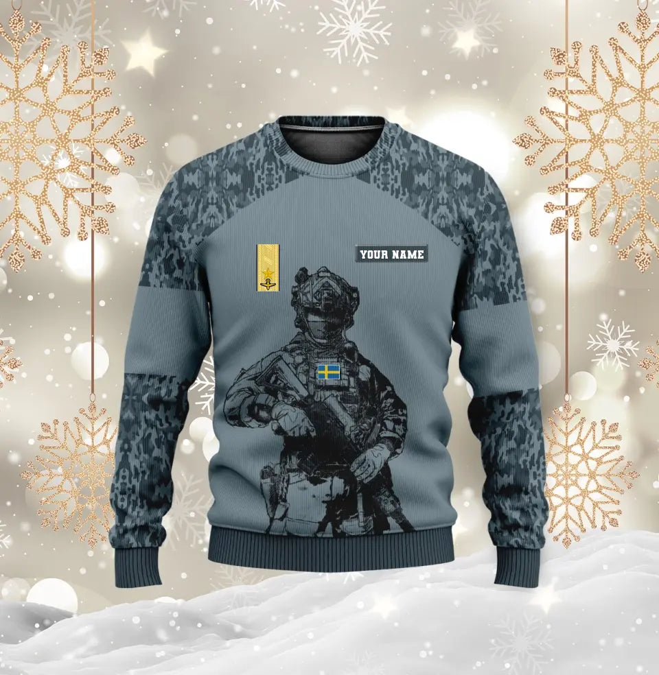 Sweat à capuche personnalisé avec camouflage soldat/vétéran suédois avec nom et grade imprimé en 3D - 17023392