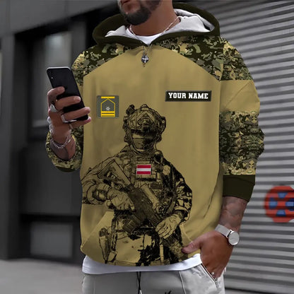 Sweat à capuche personnalisé avec camouflage soldat/vétéran autrichien avec nom et grade imprimé en 3D - 1212230001