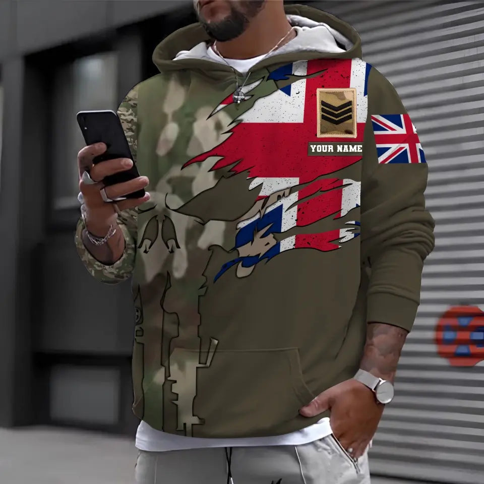 Personalized UK Soldier/ Veteran Camo With Name And Rank Bomber Jacket 3D Printed - 2010230001