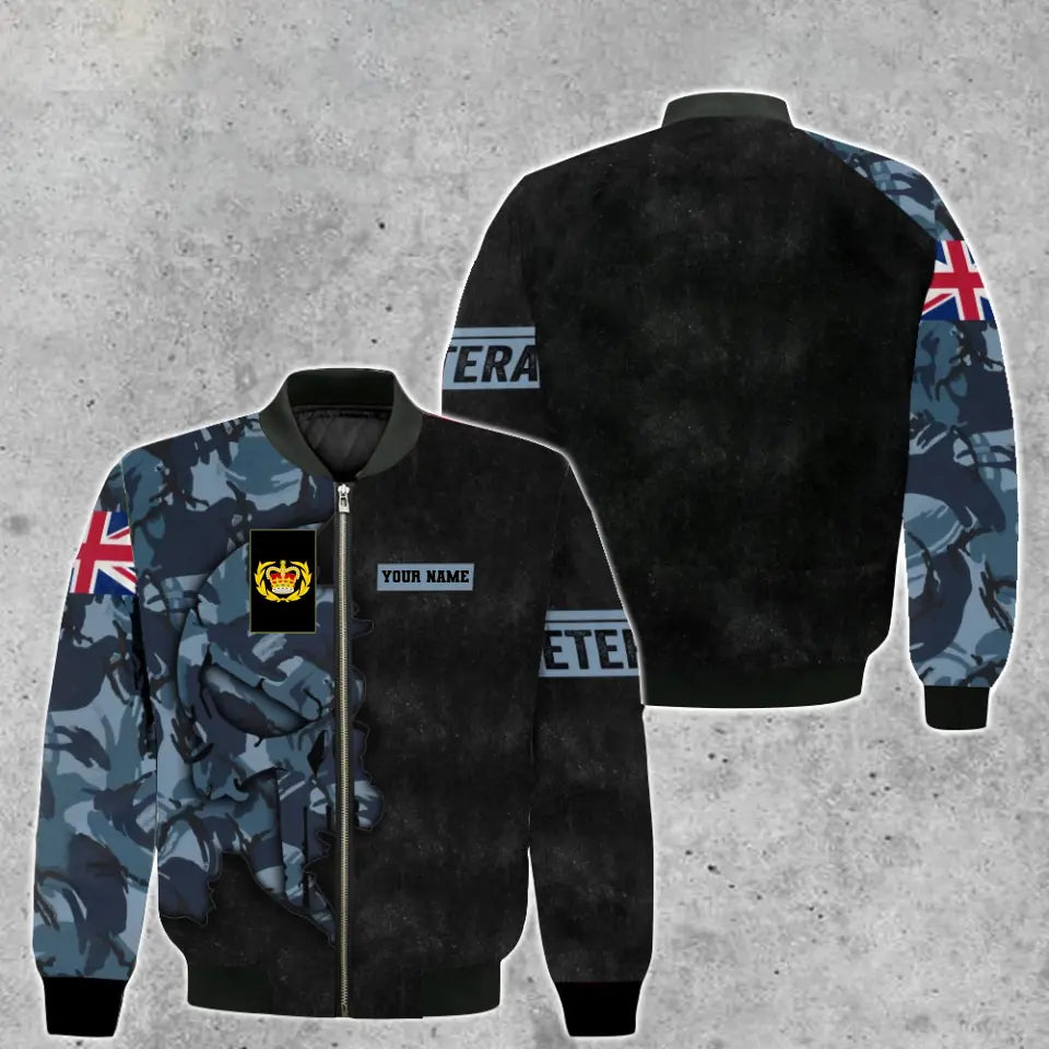 Personalized UK Soldier/ Veteran Camo With Name And Rank Bomber Jacket 3D Printed - 2010230002