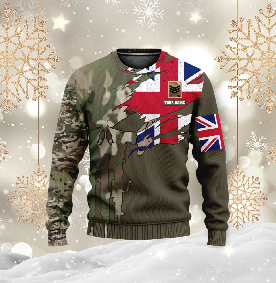 Veste de bombardier personnalisée avec camouflage soldat/vétéran britannique avec nom et grade, imprimée en 3D - 2010230001