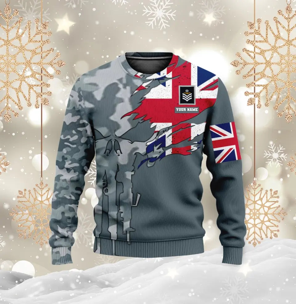 Personalisierte Bomberjacke im Camouflage-Stil für britische Soldaten/Veteranen mit Namen und Rang, 3D-Druck – 2010230001