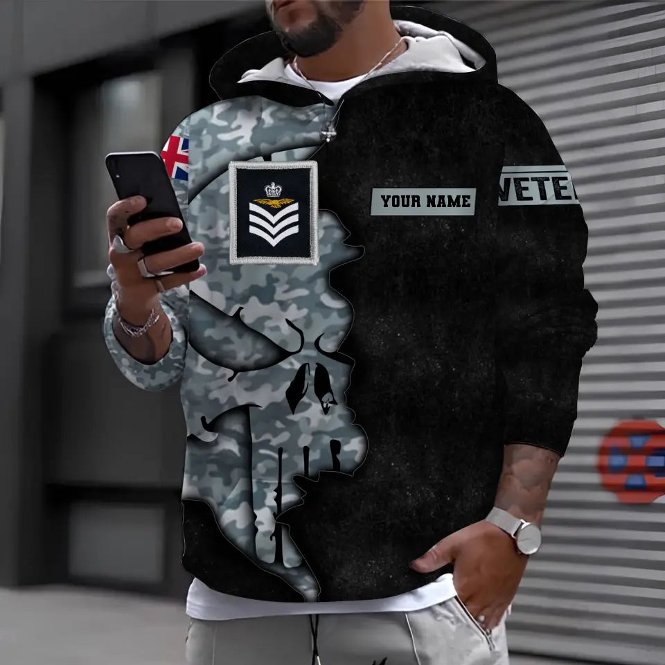 Personalized UK Soldier/ Veteran Camo With Name And Rank Bomber Jacket 3D Printed - 2010230002