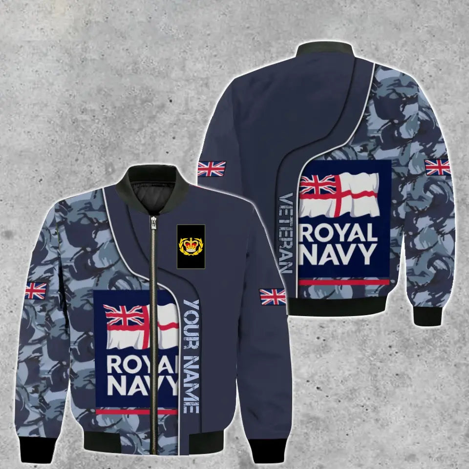 Personalisierte Bomberjacke mit Camouflage-Muster für britische Soldaten/Veteranen mit Namen und Rang, 3D-Druck – 2010230004