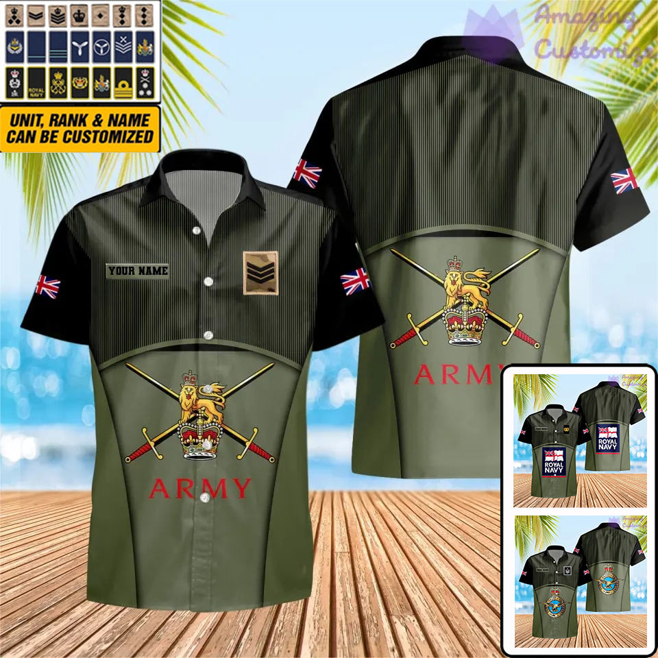 Personalized UK Soldier/ Veteran Camo With Name And Rank Hawaii Shirt Printed -1912230001