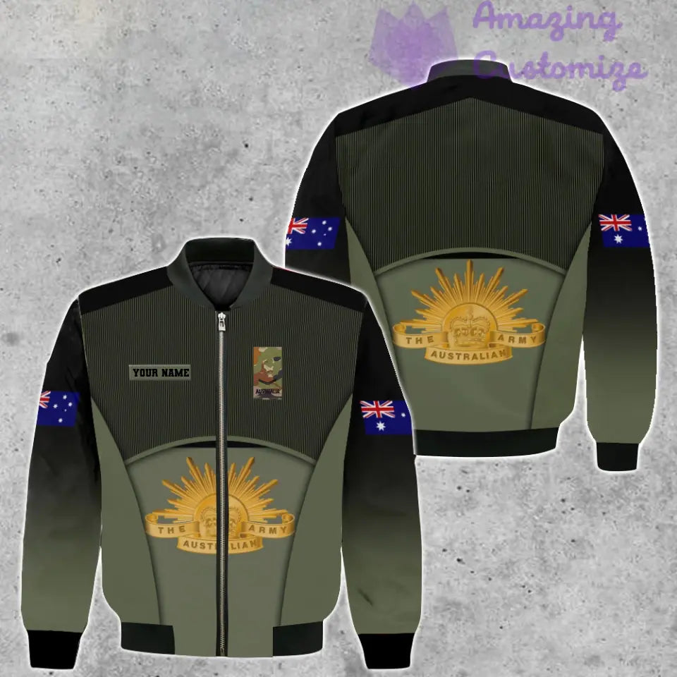 Personalized Australian Soldier/ Veteran Camo With Name And Rank Bomber Jacket 3D Printed -1912230001