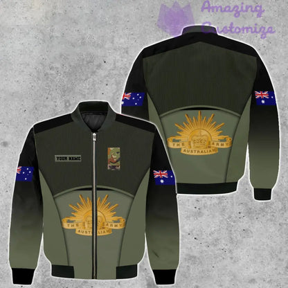 Personalisierte Bomberjacke mit Camouflage-Muster für australische Soldaten/Veteranen mit Namen und Rang, 3D-Druck -1912230001