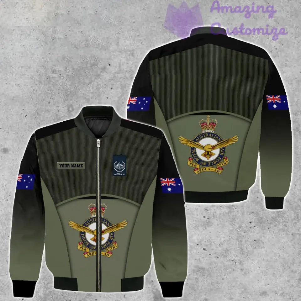 Personalisierte Bomberjacke mit Camouflage-Muster für australische Soldaten/Veteranen mit Namen und Rang, 3D-Druck -1912230001