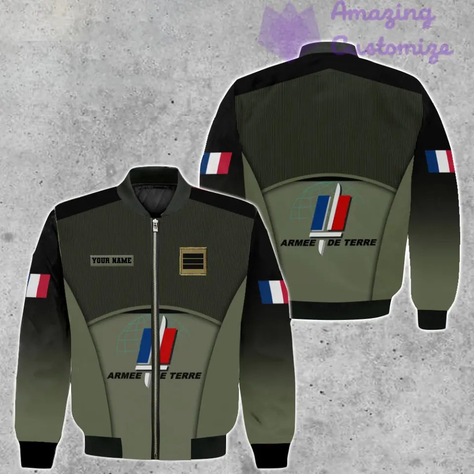 Personalized France Soldier/ Veteran Camo With Name And Rank Bomber Jacket Printed -1912230001