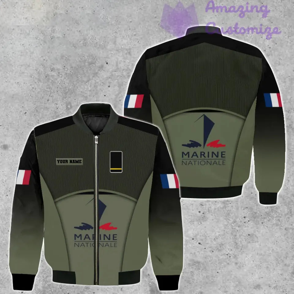 Personalized France Soldier/ Veteran Camo With Name And Rank Bomber Jacket Printed -1912230001