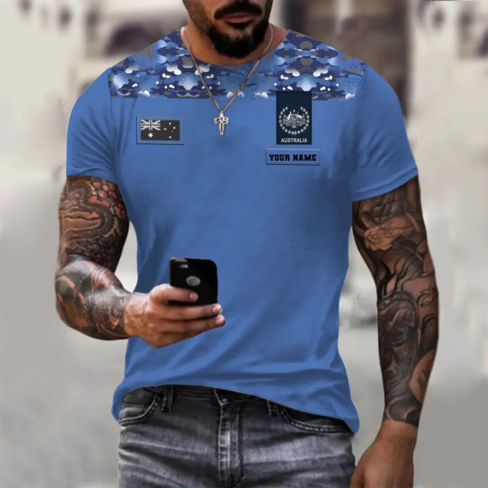 Personalized Australia Soldier/ Veteran Camo With Name And Rank T-shirt 3D Printed - 0811230012