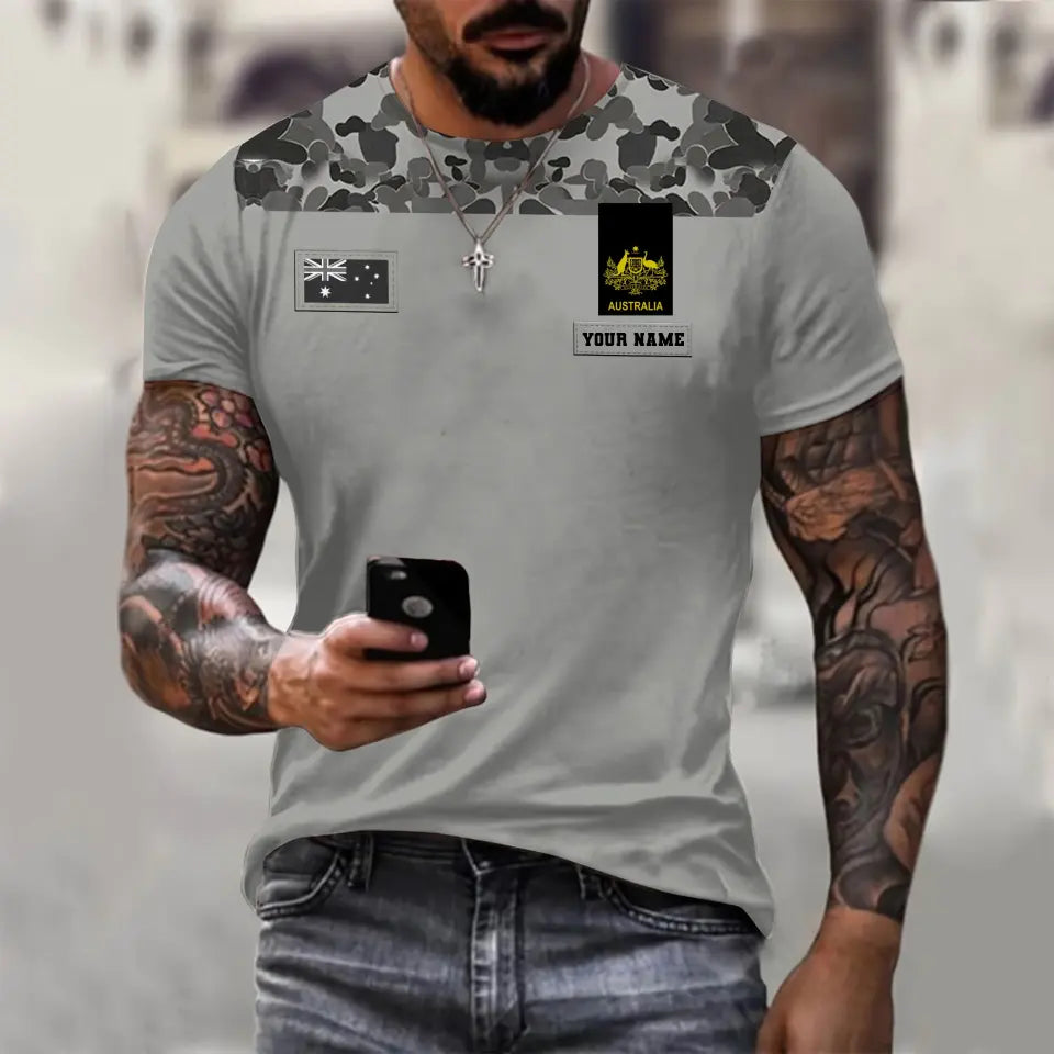 Personalized Australia Soldier/ Veteran Camo With Name And Rank T-shirt 3D Printed - 0811230012