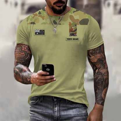 Personalized Australia Soldier/ Veteran Camo With Name And Rank T-shirt 3D Printed - 0811230012