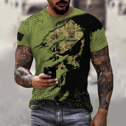 Personalized Australia Soldier/ Veteran Camo With Name And Rank T-shirt 3D Printed - 0811230013