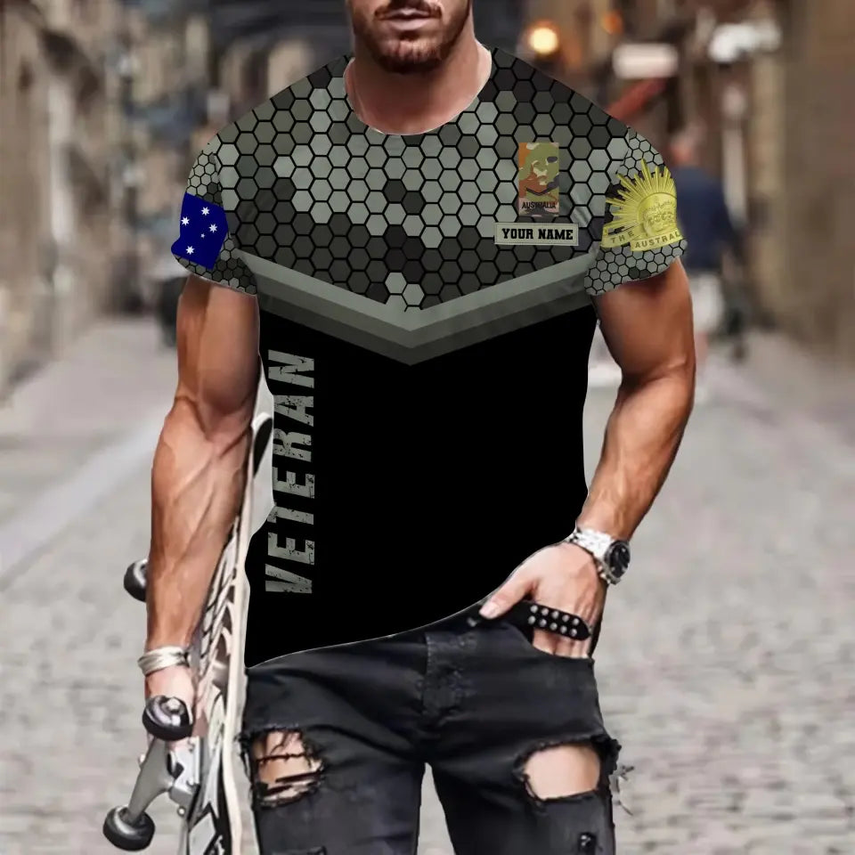 Personalized Australia Soldier/ Veteran Camo With Name And Rank T-shirt 3D Printed - 0811230014