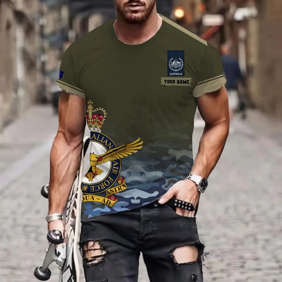 Personalized Australia Soldier/ Veteran Camo With Name And Rank T-shirt 3D Printed - 0811230017