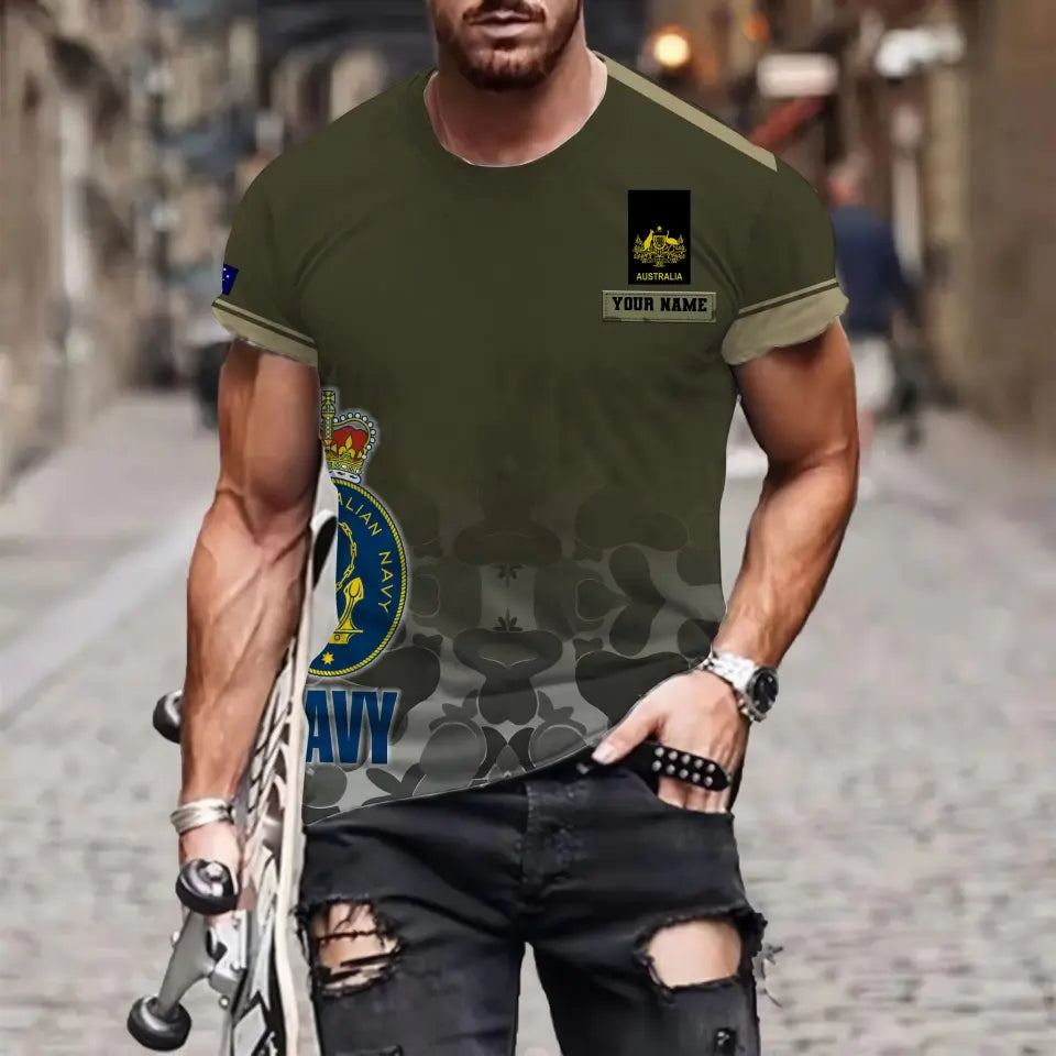 Personalized Australia Soldier/ Veteran Camo With Name And Rank T-shirt 3D Printed - 0811230017