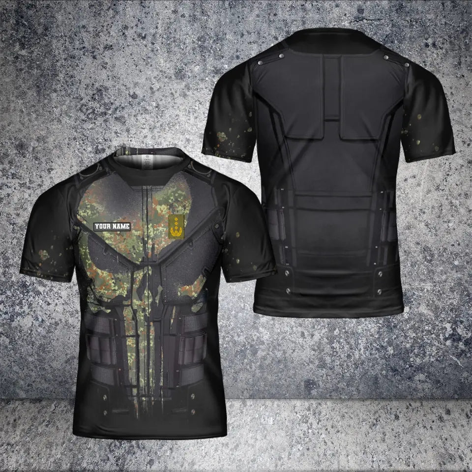 Personalisiertes T-Shirt mit Camouflage-Muster für deutsche Soldaten/Veteranen mit Namen und Rang, 3D-Druck -0112230001