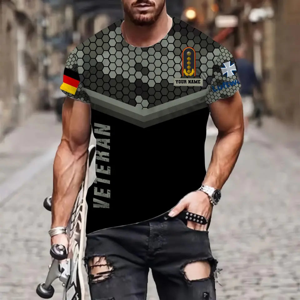 Personalized Germany Soldier/ Veteran Camo With Name And Rank T-shirt 3D Printed - 0711230001