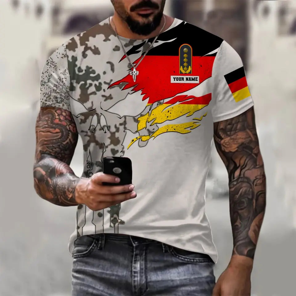 Personalized Germany Soldier/ Veteran Camo With Name And Rank T-shirt 3D Printed - 1699315201