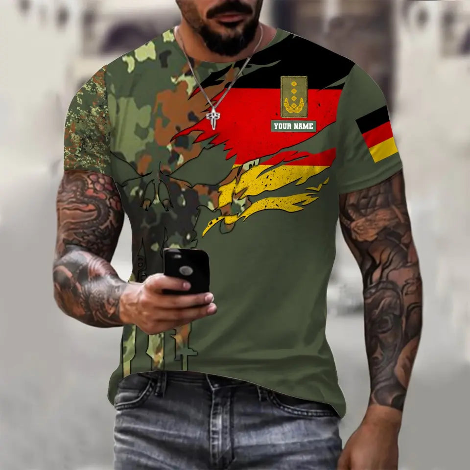 Personalized Germany Soldier/ Veteran Camo With Name And Rank T-shirt 3D Printed - 1699315201