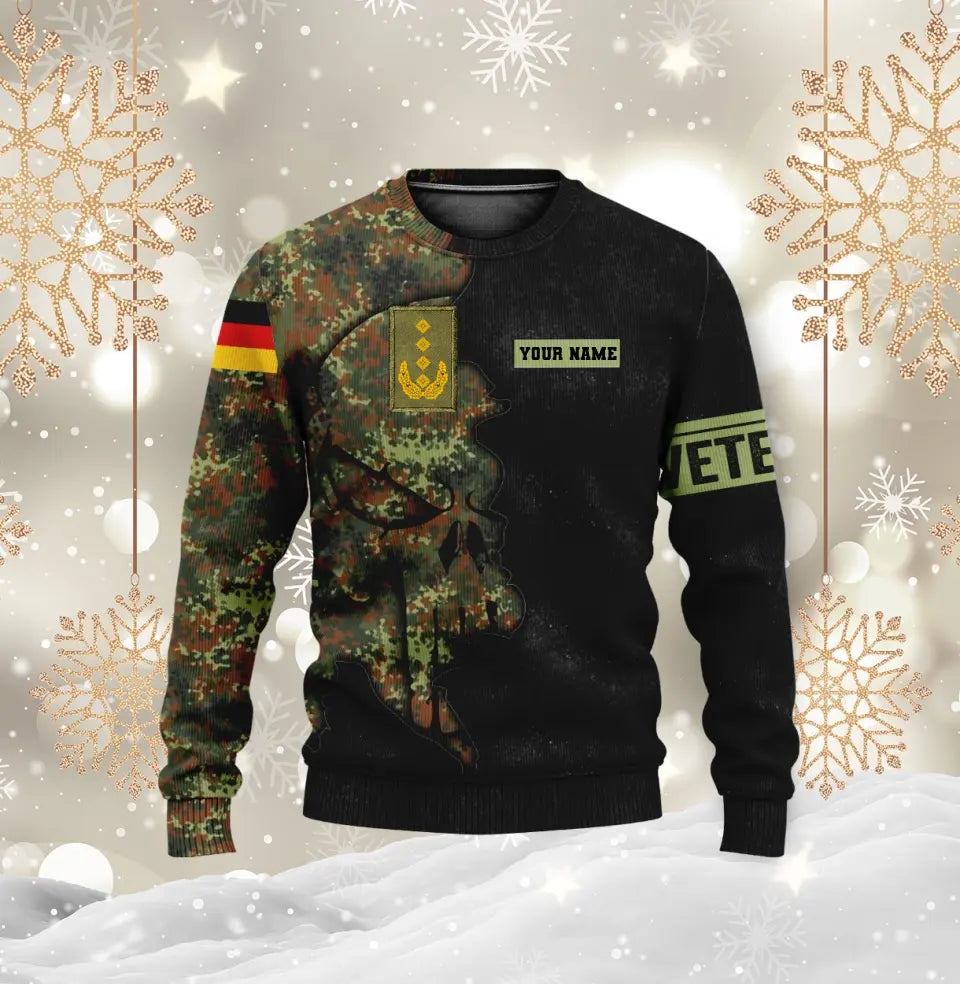 T-shirt personnalisé avec camouflage soldat/vétéran allemand avec nom et grade imprimé en 3D - 0711230006