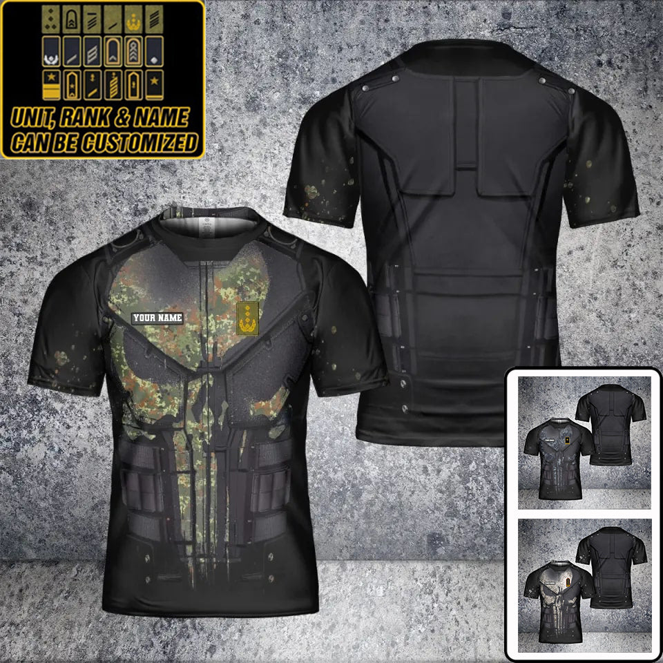 Personalisiertes T-Shirt mit Camouflage-Muster für deutsche Soldaten/Veteranen mit Namen und Rang, 3D-Druck -0112230001