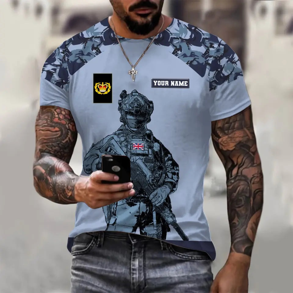 Personalized UK Soldier/ Veteran Camo With Name And Rank T-shirt 3D Printed -0512230001