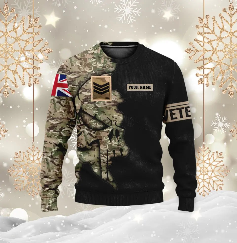 Personalisiertes T-Shirt mit Camouflage-Muster für britische Soldaten/Veteranen mit Namen und Rang, 3D-Druck – 1011230002