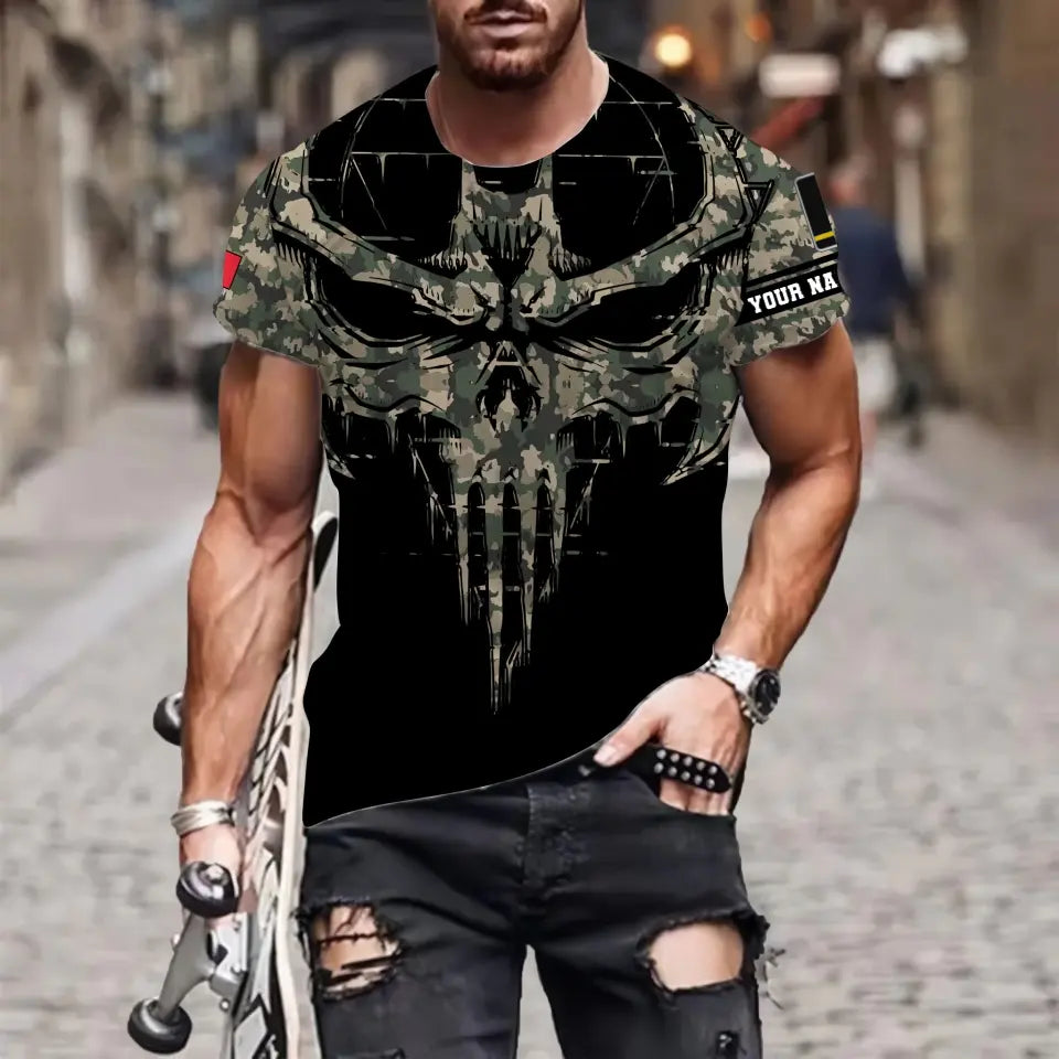 Personalized France Soldier/ Veteran Camo With Name And Rank T-shirt 3D Printed -  2010230001