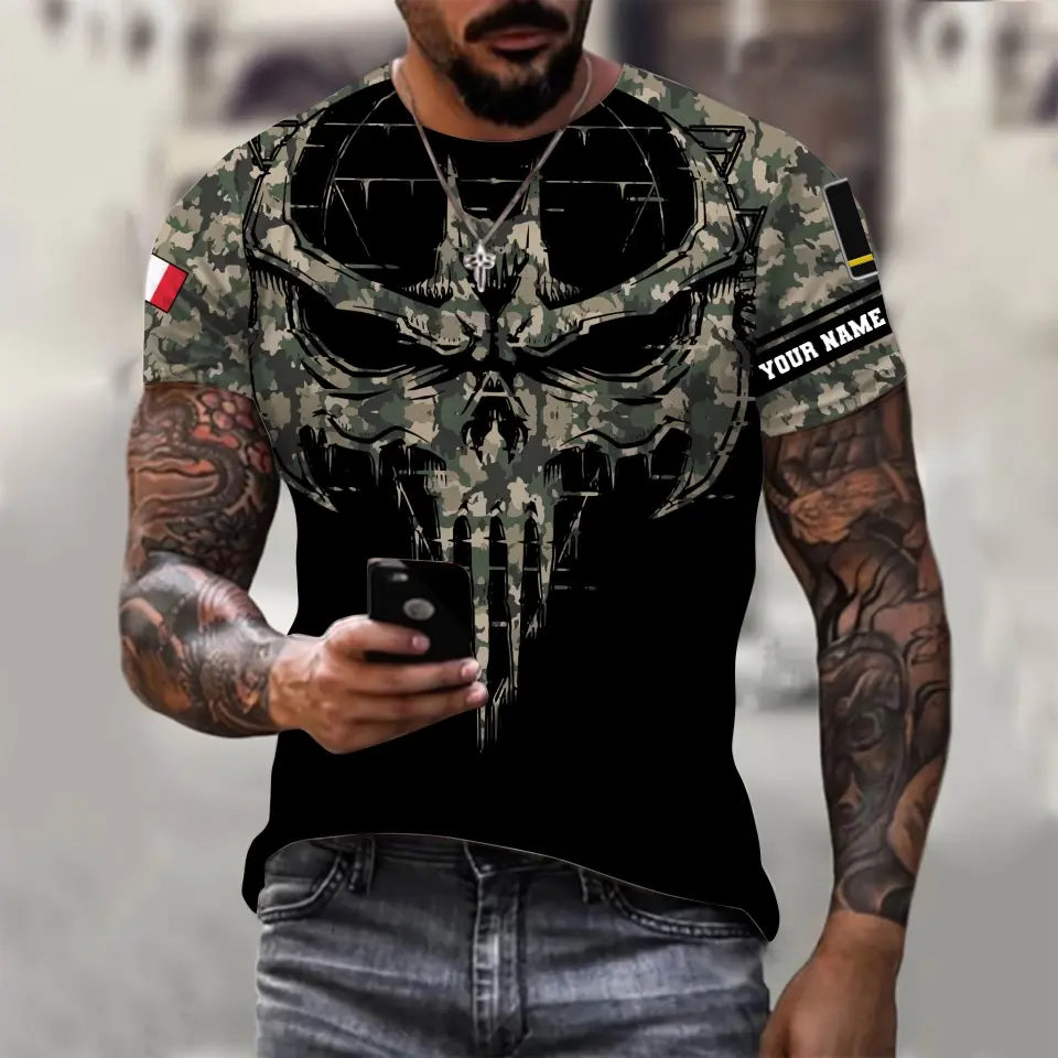 Personalized France Soldier/ Veteran Camo With Name And Rank T-shirt 3D Printed -  2010230001