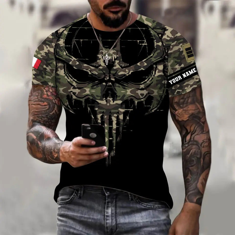 Personalized France Soldier/ Veteran Camo With Name And Rank T-shirt 3D Printed -  2010230001