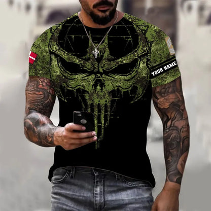 T-shirt personnalisé avec camouflage soldat/vétéran du Danemark avec nom et grade imprimé en 3D - 2010230001