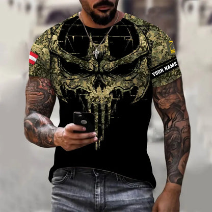 T-shirt personnalisé avec camouflage soldat/vétéran autrichien avec nom et grade imprimé en 3D - 2010230001