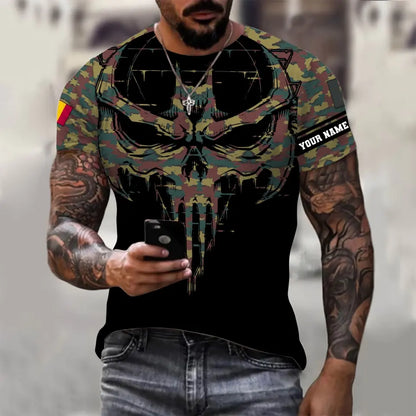 T-shirt personnalisé avec camouflage soldat/vétéran belge avec nom et grade imprimé en 3D - 2010230001