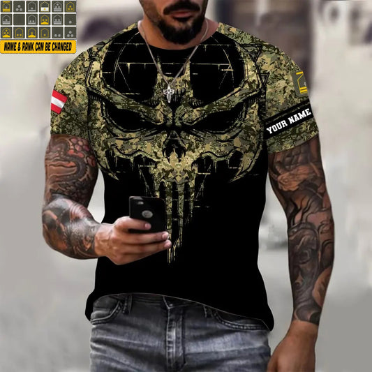 Personalized Austria Soldier/ Veteran Camo With Name And Rank T-shirt 3D Printed  - 2010230001