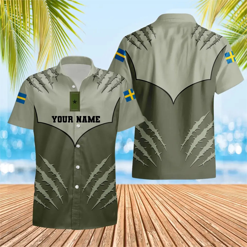 T-shirt personnalisé avec camouflage soldat/vétéran suédois avec nom et grade imprimé en 3D -1312230001